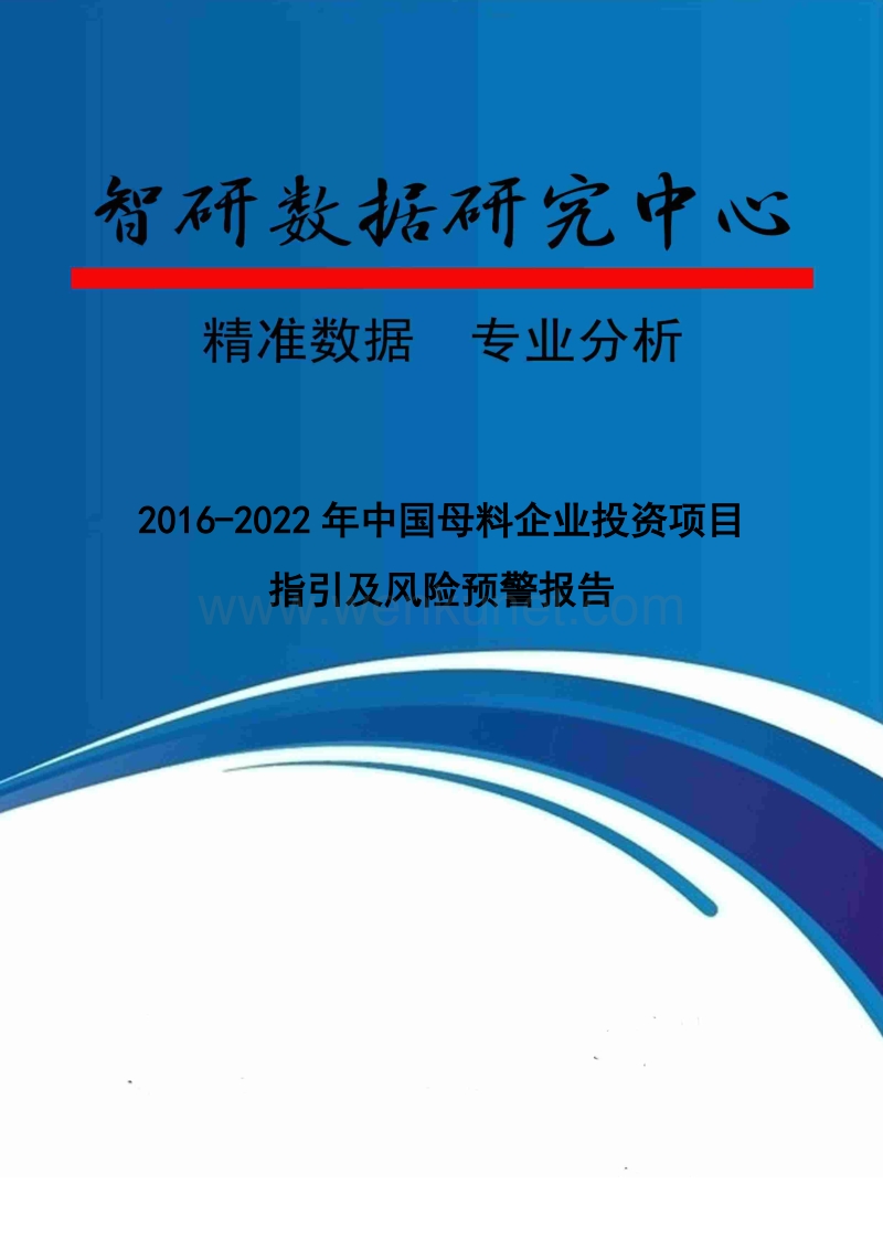 2016-2022年中国母料企业投资项目指引及风险预警报告.doc_第1页