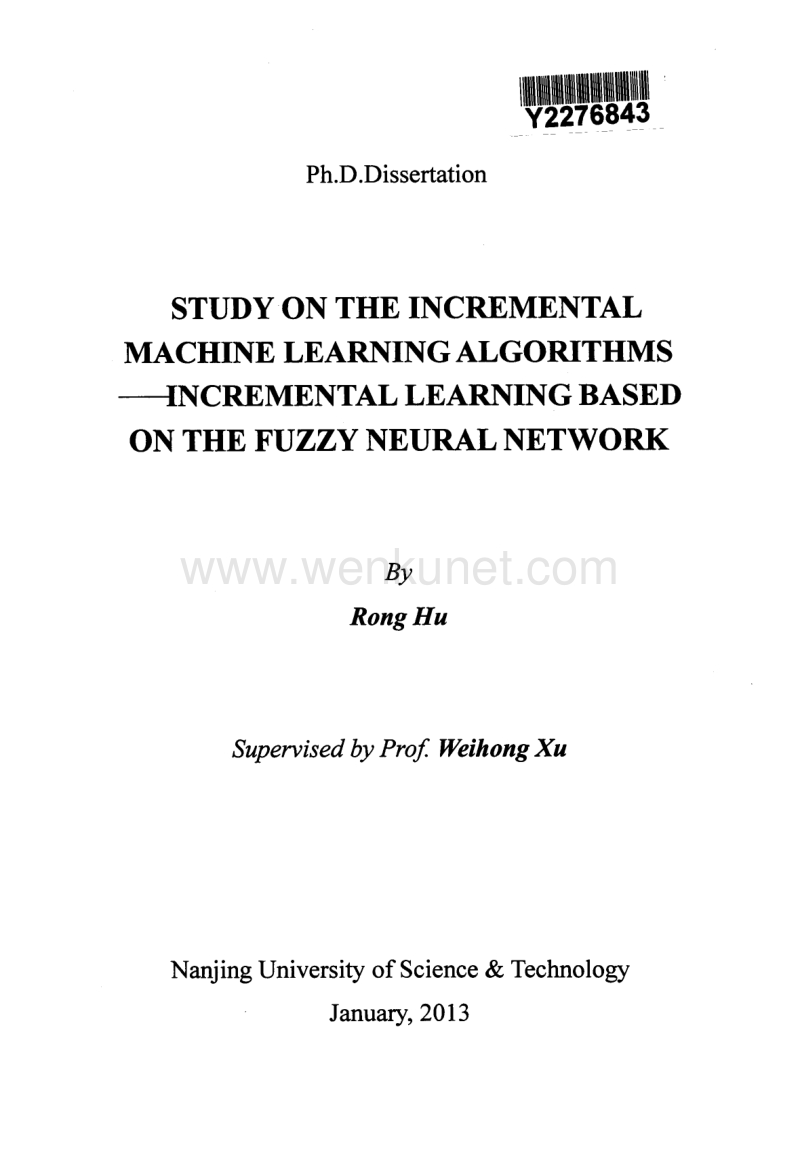 增量机器学习算法研究——基于模糊神经网络的增量学习.pdf_第2页