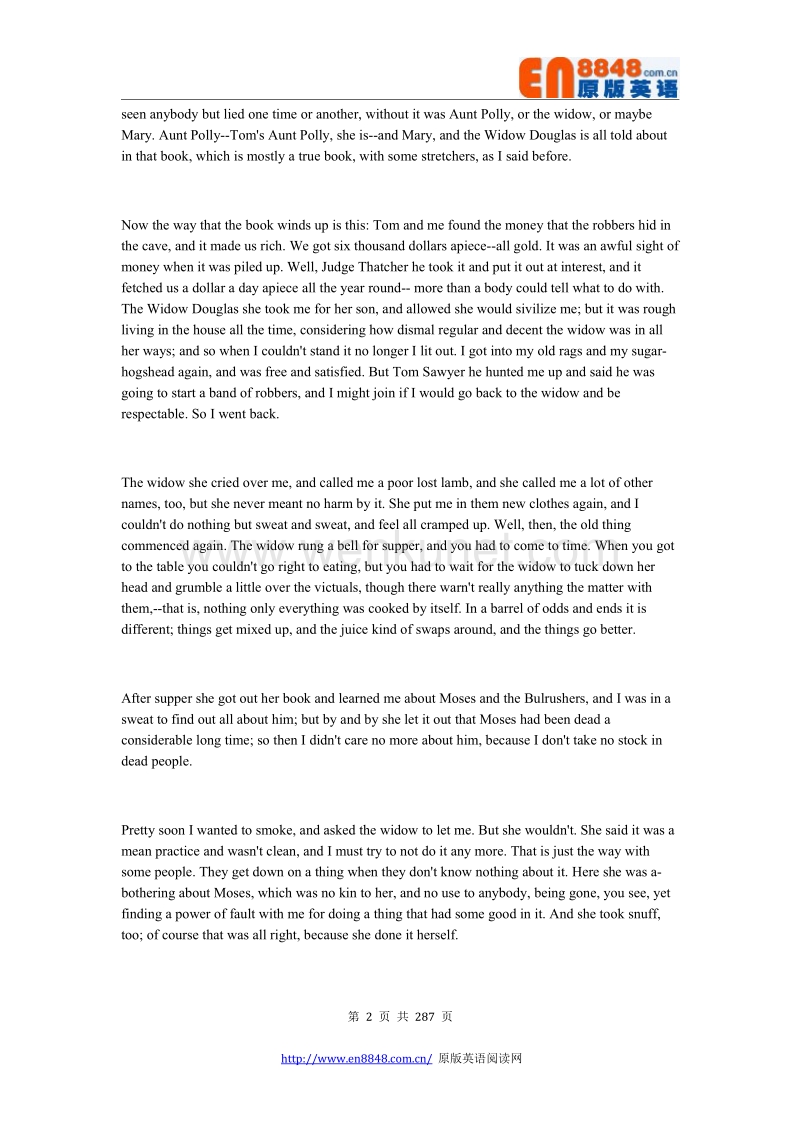 Adventures of Huckleberry Finn 哈克贝利弗恩历险记.pdf_第2页