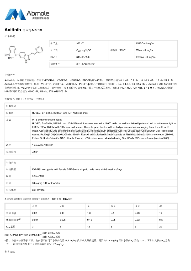 M1658-Axitinib说明书.pdf_第1页