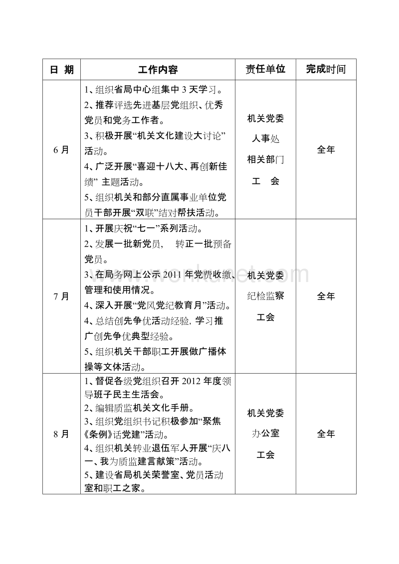 2012年机关党建工作安排表 .doc_第3页