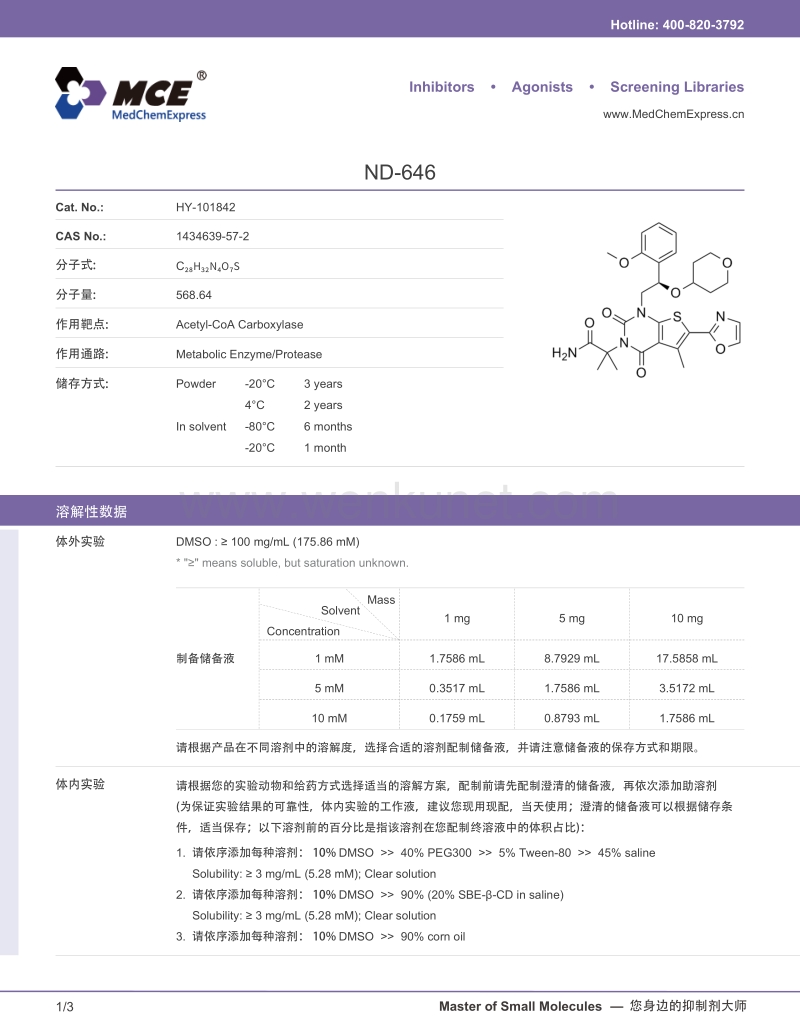 ND-646 _ACC 抑制剂 - MedChemExpress.pdf_第1页