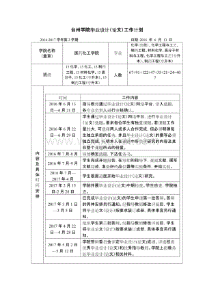 台州学院毕业设计（论文）工作计划 .doc