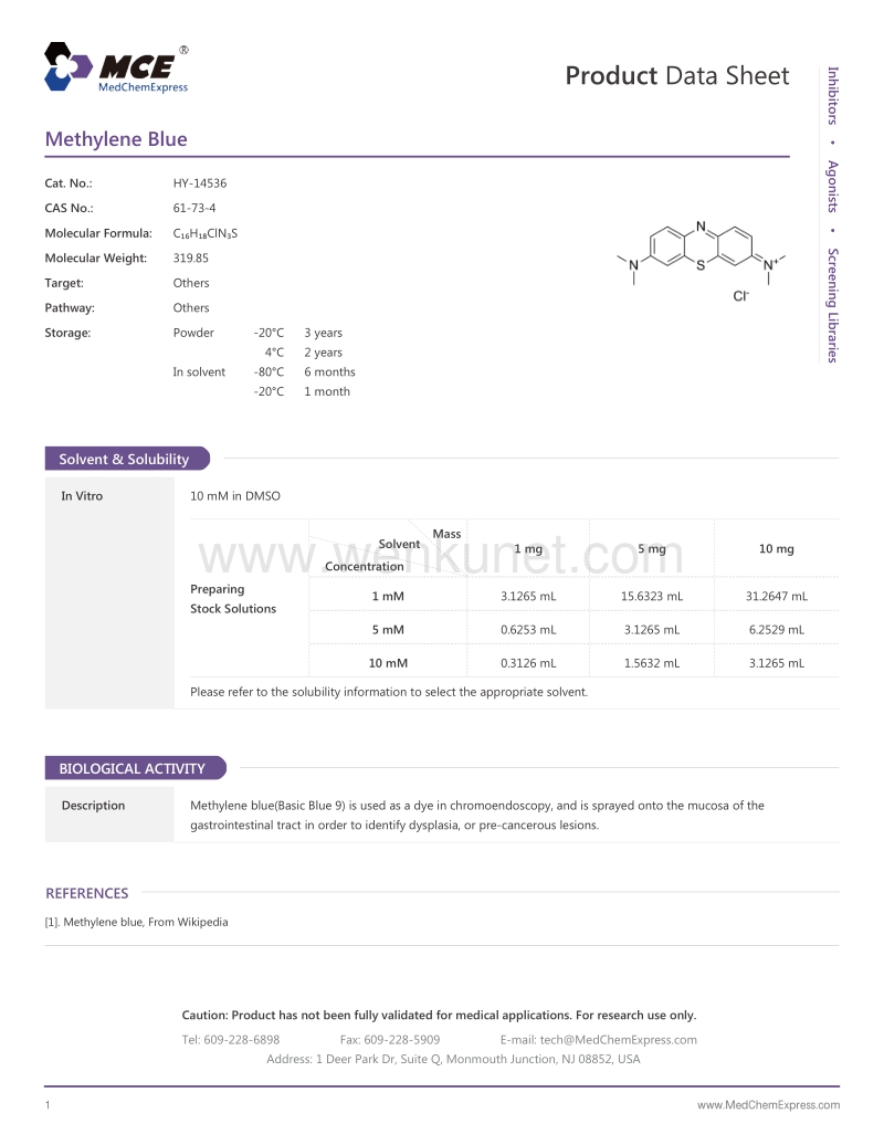Methylene-Blue-DataSheet-MedChemExpress.pdf_第1页