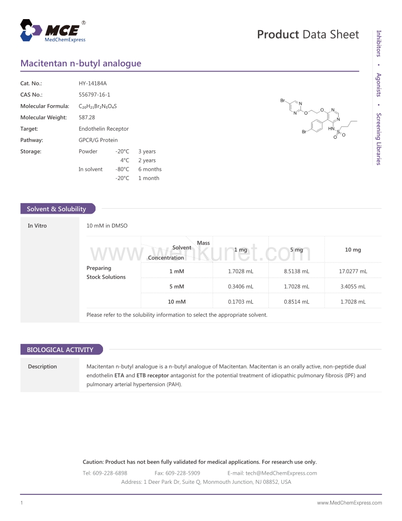Macitentan-n-butyl-analogue-DataSheet-MedChemExpress.pdf_第1页