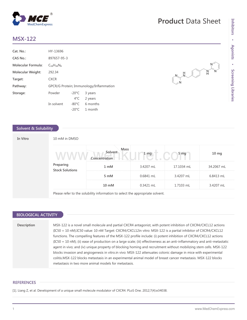 MSX-122-DataSheet-MedChemExpress.pdf_第1页