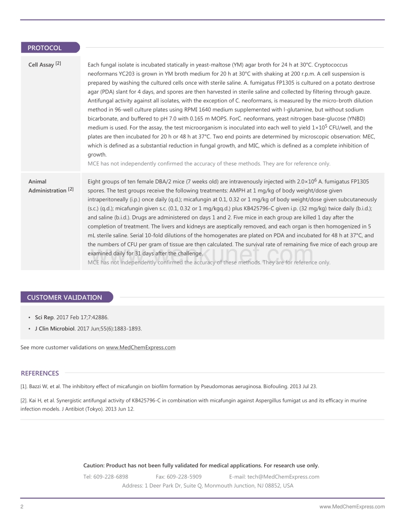 Micafungin-sodium-DataSheet-MedChemExpress.pdf_第2页
