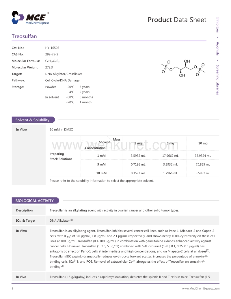 Treosulfan-DataSheet-MedChemExpress.pdf_第1页