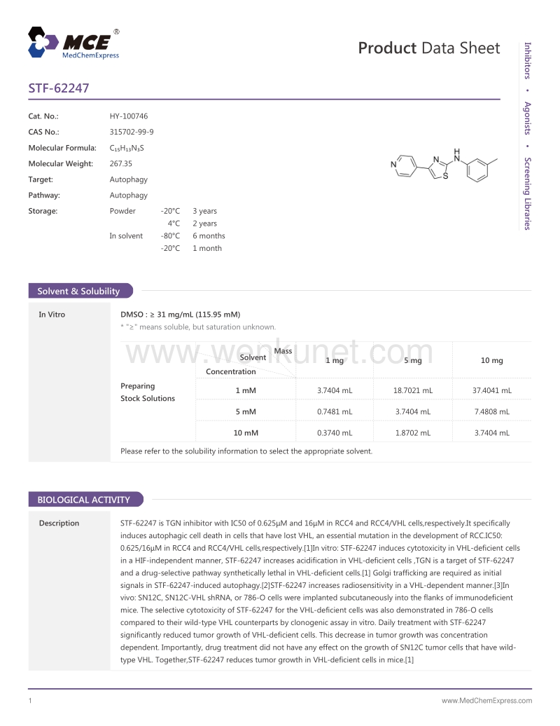 STF-62247-DataSheet-MedChemExpress.pdf_第1页