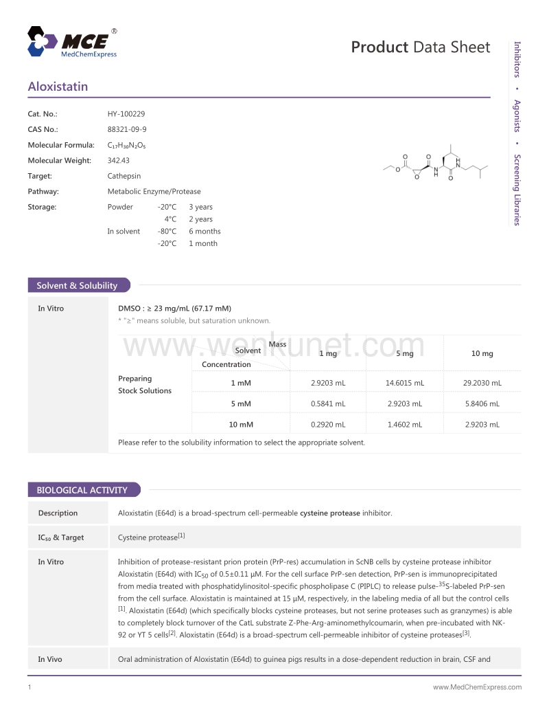 Aloxistatin-DataSheet-MedChemExpress.pdf_第1页