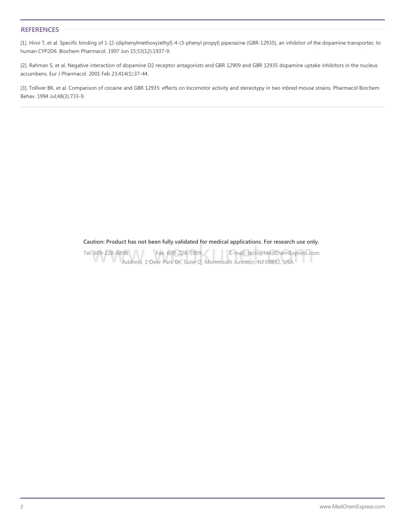 GBR-12935-dihydrochloride-DataSheet-MedChemExpress.pdf_第2页