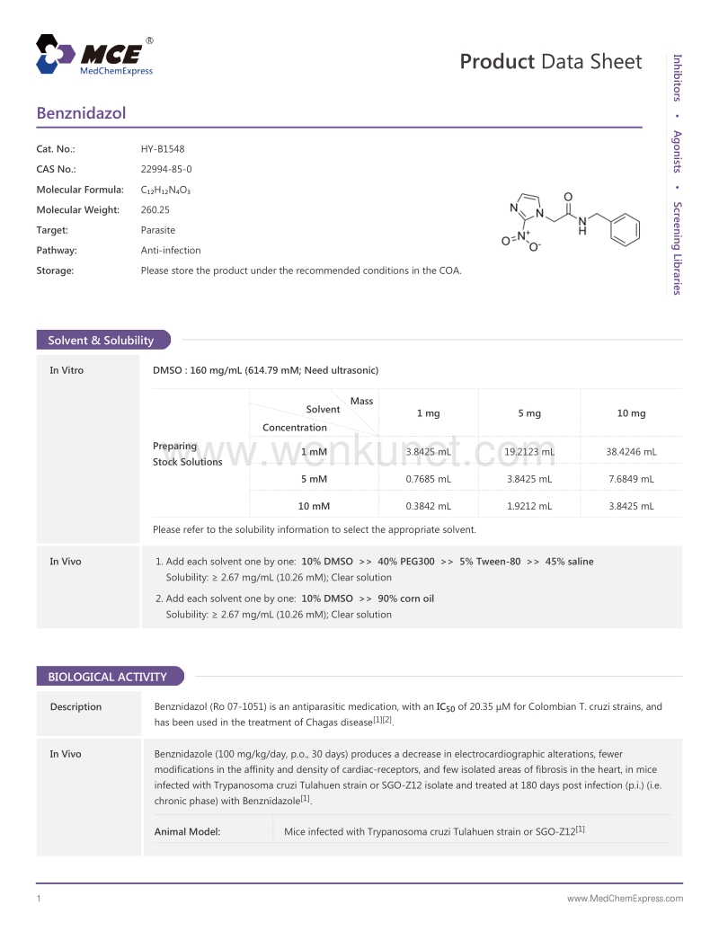 Benznidazol-DataSheet-MedChemExpress.pdf_第1页