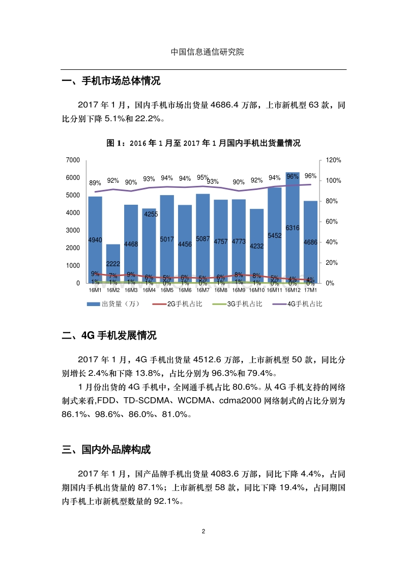 中国信息通信研究院：2017年1月国内手机市场运行分析报告.pdf_第2页