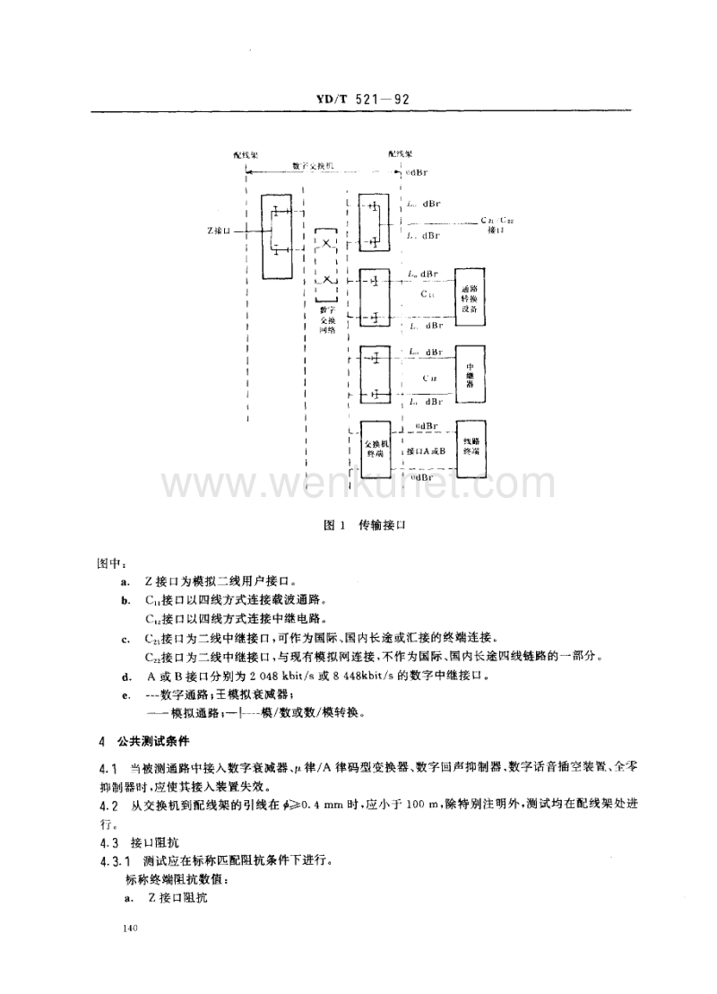YD-T 521-1992 数字交换机模拟接口测试方法及模拟接口(二线或四线)间传输特性的测试方法.pdf_第2页