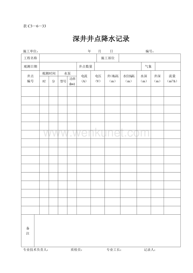 DBJ04 214-2004 山西省建筑工程施工资料管理规程_表C3—6—33.doc_第1页