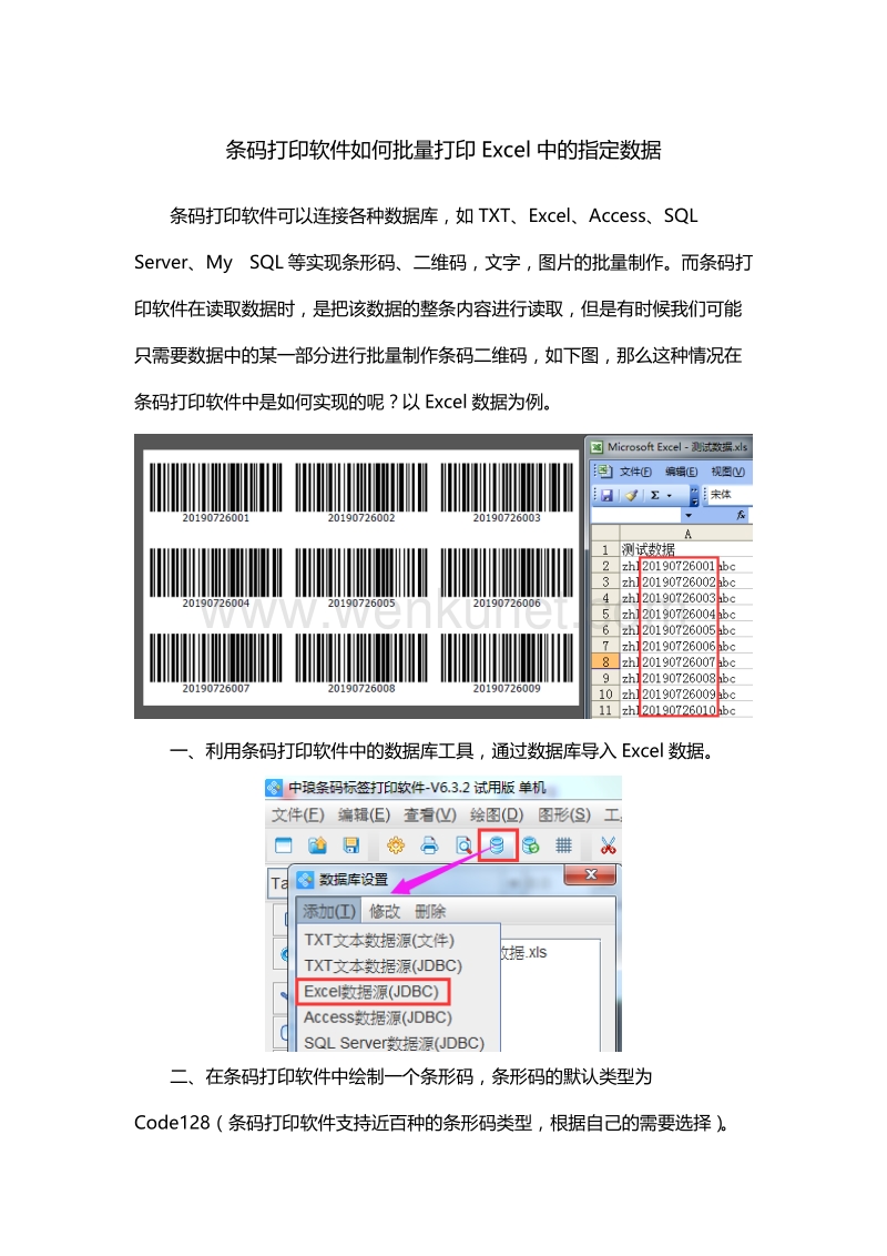 条码打印软件如何批量打印Excel中的指定数据.doc_第1页