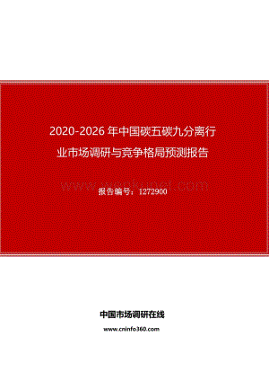 2020年中国碳五碳九分离行业市场调研与竞争格局预测报告.docx
