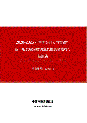 2020年中国纤维支气管镜行业市场发展深度调查及投资战略可行性报告.docx