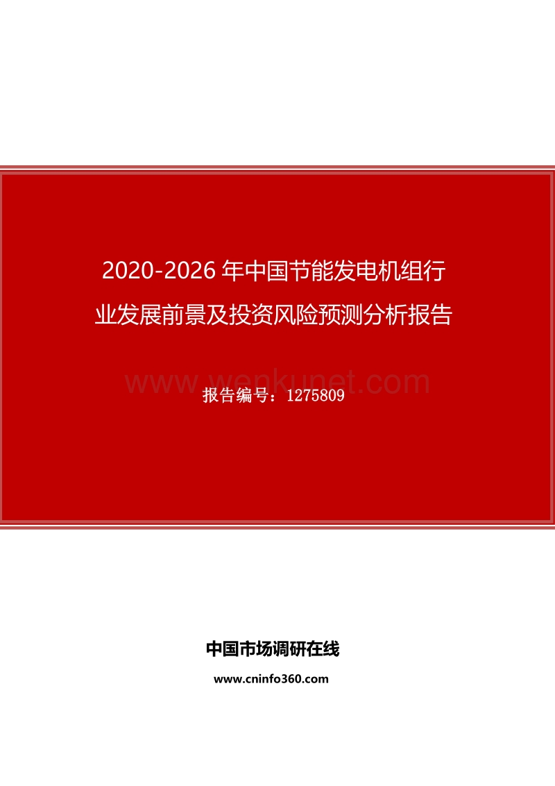 2020年中国节能发电机组行业发展前景及投资风险预测分析报告.docx_第1页