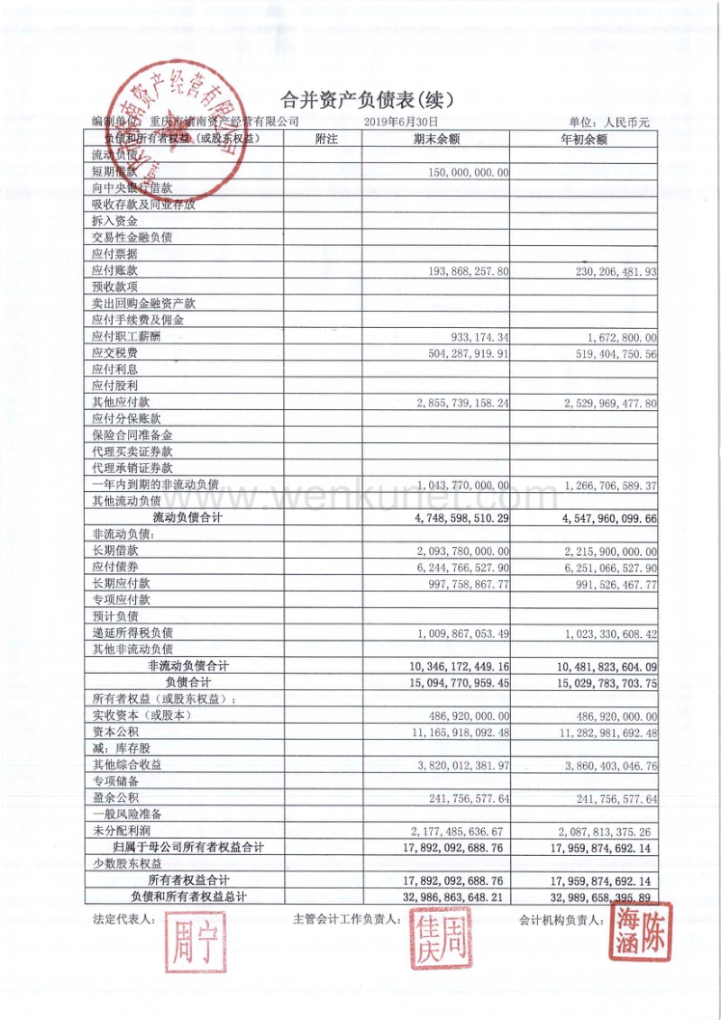 重庆市渝南资产经营有限公司2019年1-6月财务报告.pdf_第2页