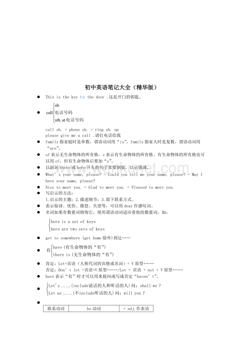 初中英语复习 笔记大全（精华版）.docx_第1页