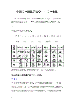 中国汉字形体的演变 汉字7体.doc