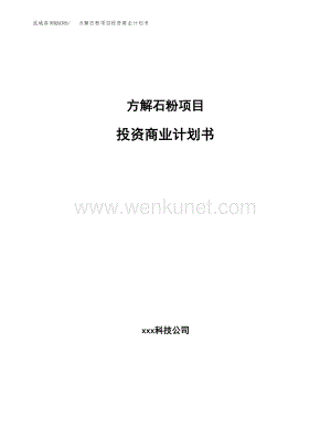 方解石粉项目投资商业计划书范本(投资融资分析).docx