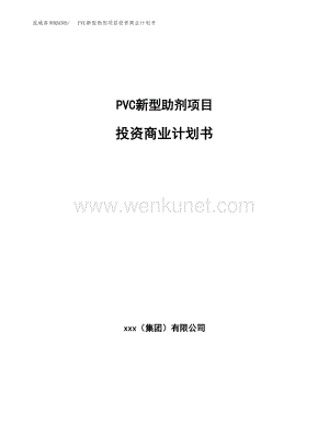 PVC新型助剂项目投资商业计划书范本(投资融资分析).docx