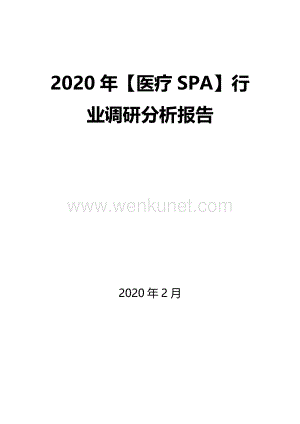 2020年【医疗SPA】行业调研分析报告.docx