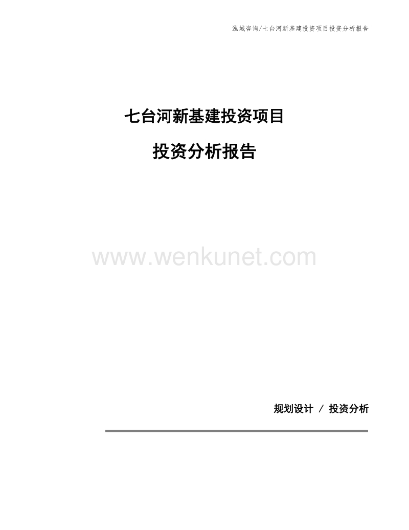 七台河新基建投资项目投资分析报告.docx_第1页
