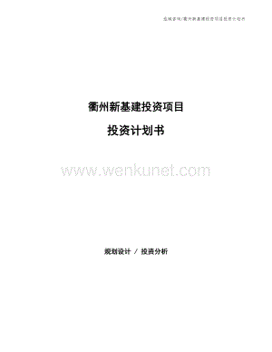 衢州新基建投资项目投资计划书.docx