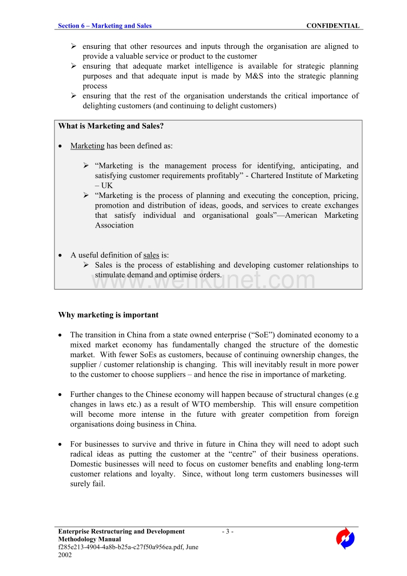 PWC中国企业改造工具库—Section 6 - Marketing & Sales.doc_第3页