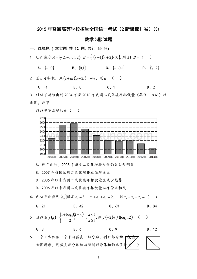 (3)2015年(全国卷II)高考理科数学.doc_第1页