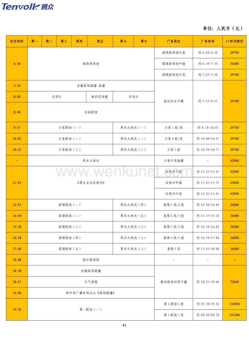 安徽卫视广告价格及安徽电视台广告价格表.pdf_第1页