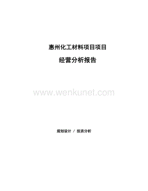 惠州化工材料项目项目经营分析报告.docx
