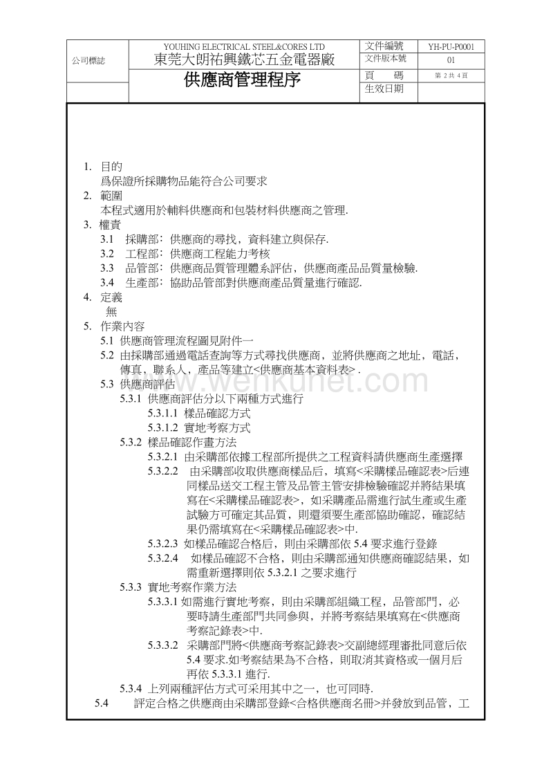 佑兴公司ISO9000_供应商管理程序.doc_第1页