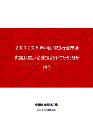 2020年中国商贸行业市场供需分析报告.docx