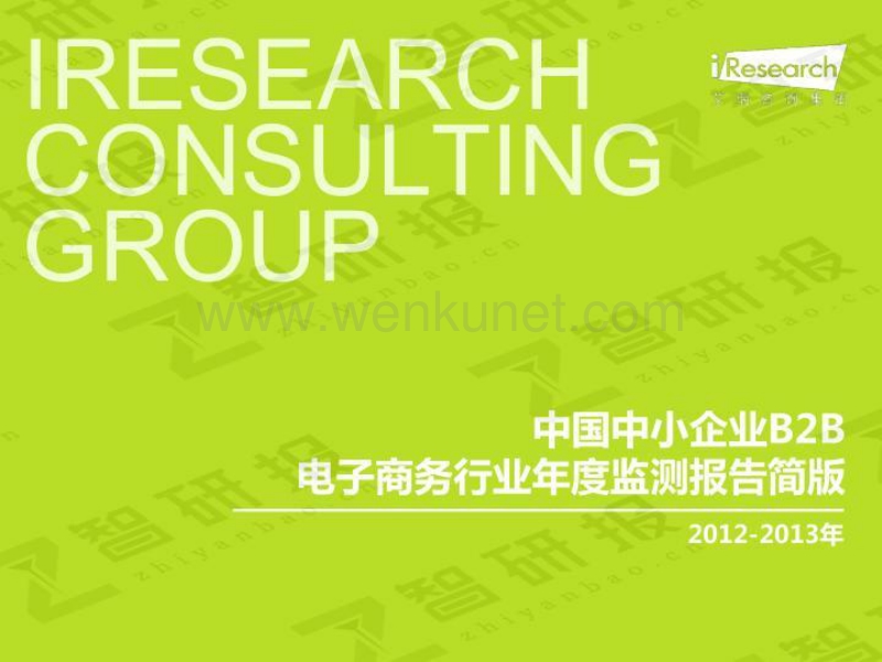 2012-2013年中国中小企业B2B电子商务行业年度监测报告简版.pdf_第1页