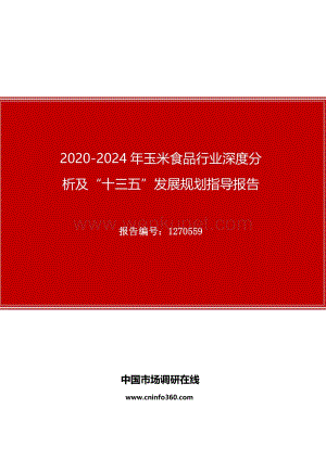2020年玉米食品行业深度分析及“十四五”发展规划指导报告.docx
