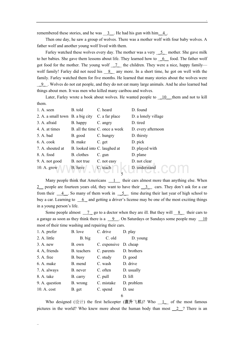 初中英语阅读完形填空100篇 (2).doc_第3页
