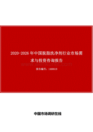 中国脱脂洗净剂行业市场需求与投资咨询报告目录.docx