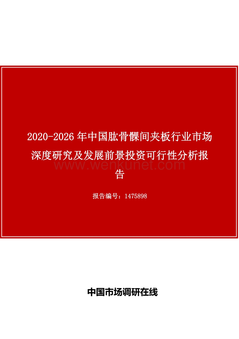 中国肱骨髁间夹板行业市场深度研究及发展前景投资可行性分析报告.docx_第1页