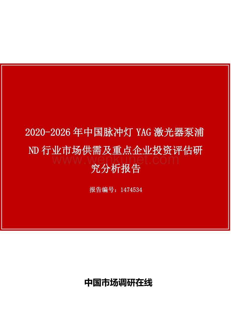 中国脉冲灯YAG激光器泵浦ND行业市场供需及重点企业投资评估研究分析报告.docx_第1页