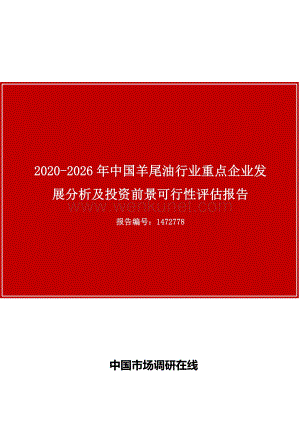 中国羊尾油行业重点企业发展分析及投资前景可行性评估报告.docx