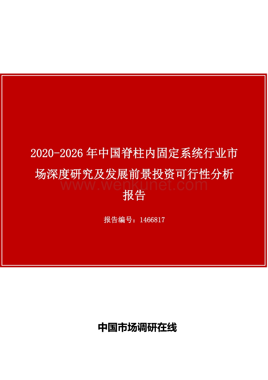 中国脊柱内固定系统行业市场深度研究及发展前景投资可行性分析报告.docx_第1页