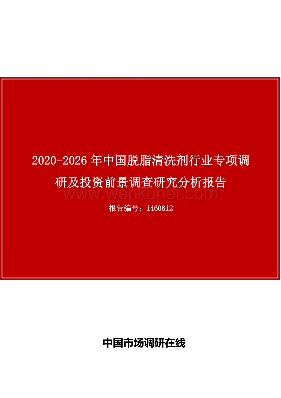 中国脱脂清洗剂行业专项调研报告目录.docx_第1页