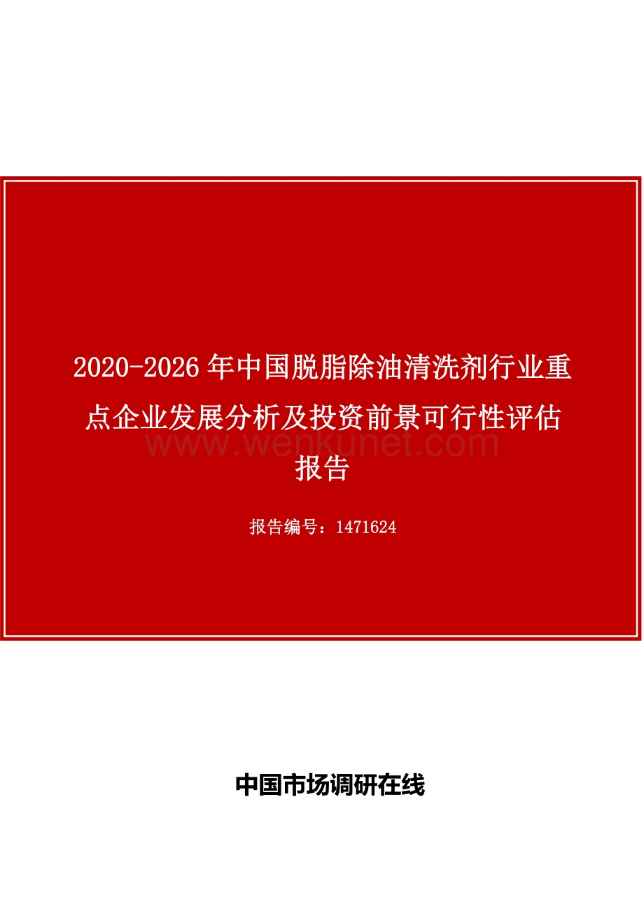 中国脱脂除油清洗剂行业重点企业发展分析及投资前景可行性评估报告.docx_第1页