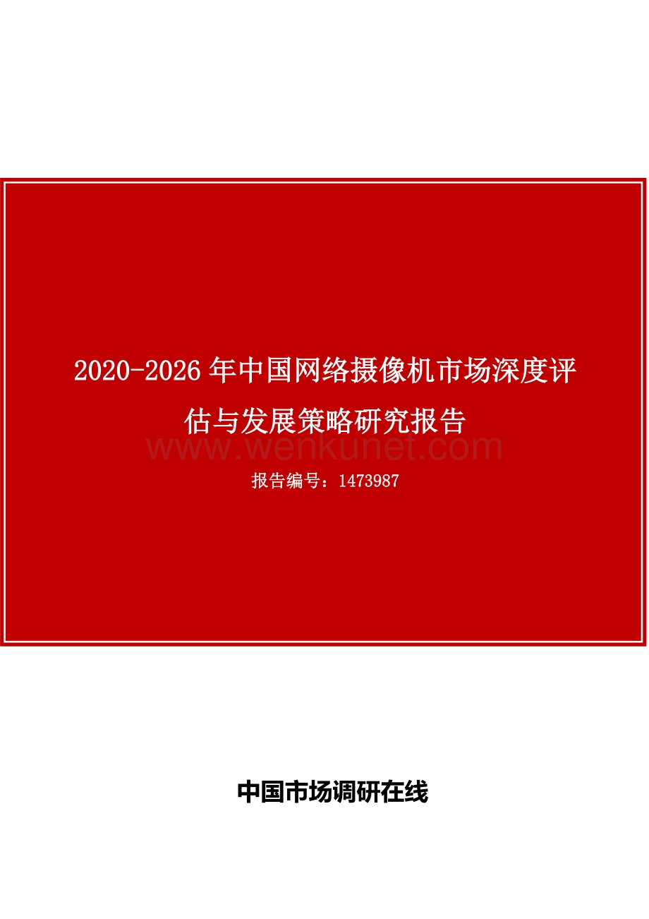 中国网络摄像机市场深度评估与发展策略研究报告.docx_第1页