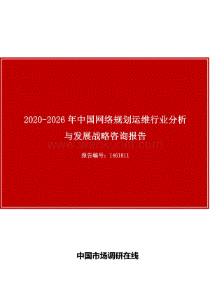 中国网络规划运维行业分析与发展战略咨询报告目录.docx