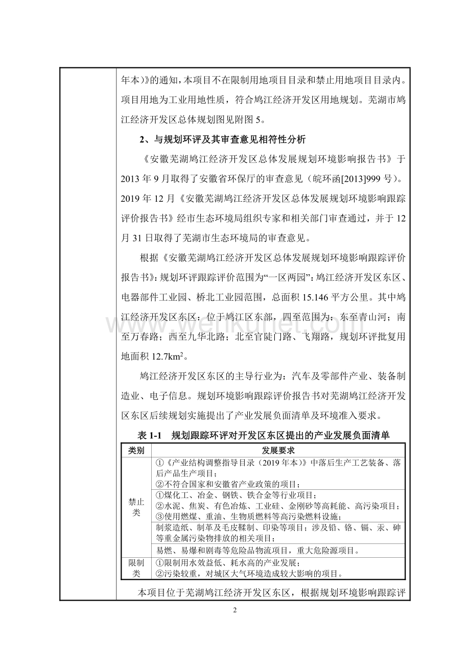 芜湖天鸟高新技术有限公司高性能碳纤维复合材料研发和生产项目（一期）环境影响报告.pdf_第2页